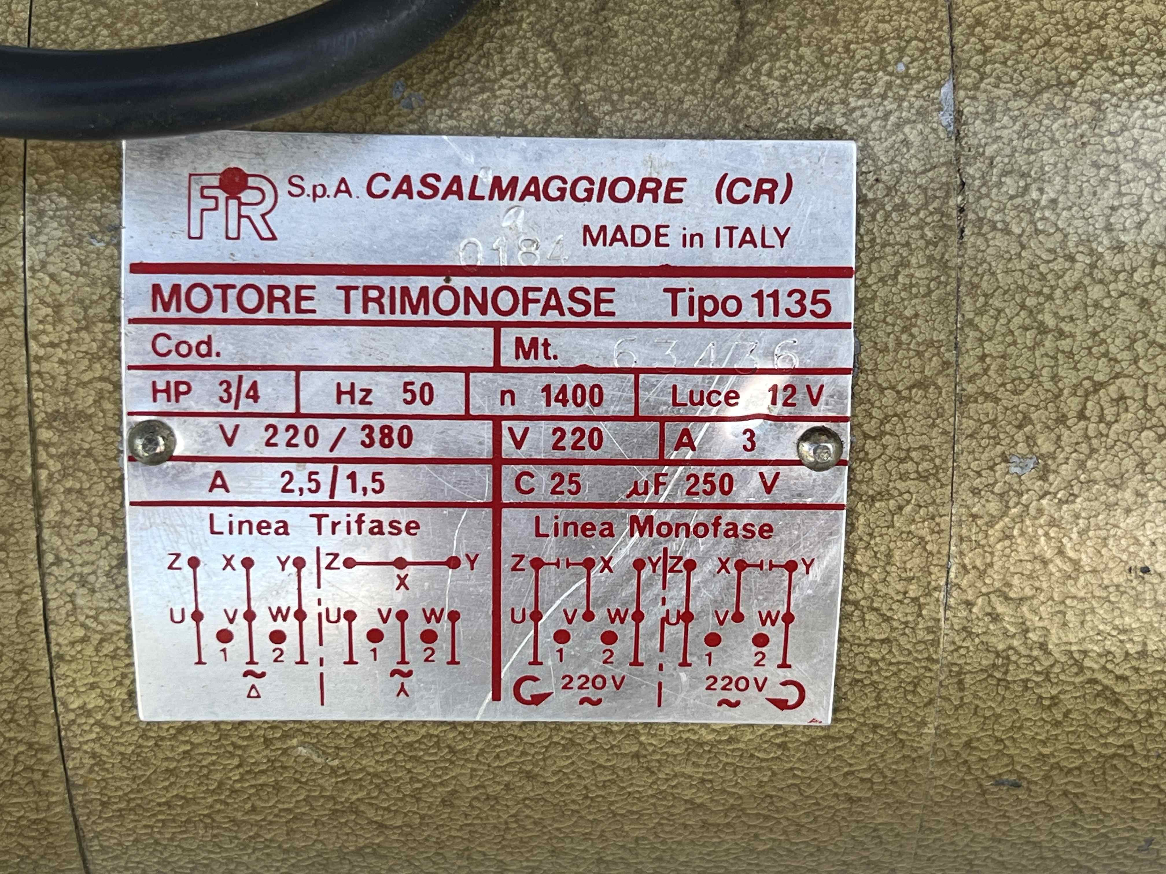FIR 1135 Motore macchina Cucire trimonofase 1400 giri in vendita - foto 6