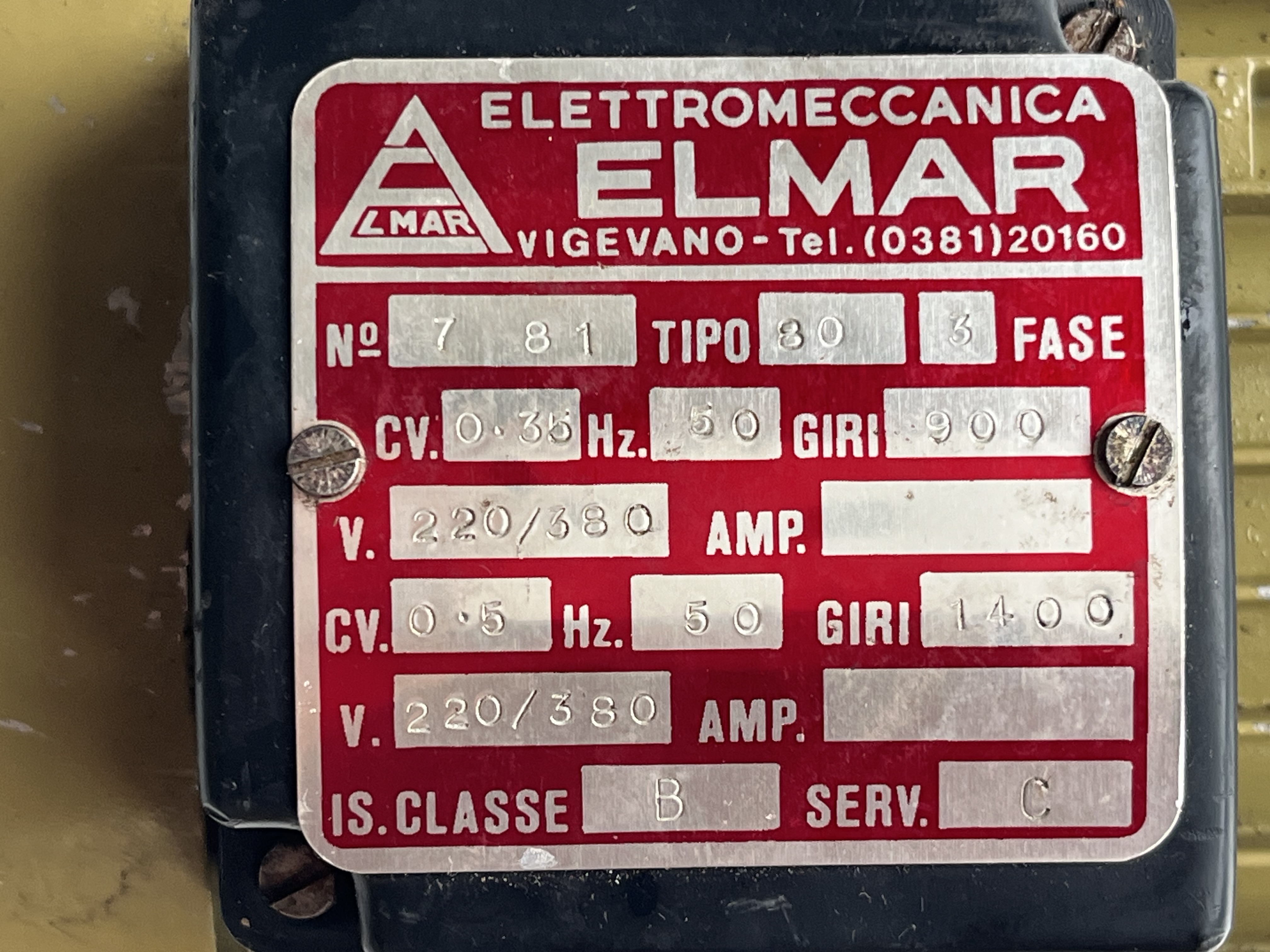 ELMAR Motore Trifase HP 0.35 giri 900 in vendita - foto 2