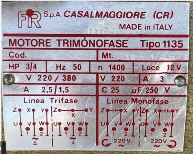 FIR 1135 Motore macchina Cucire trimonofase 1400 giri in vendita - foto 2