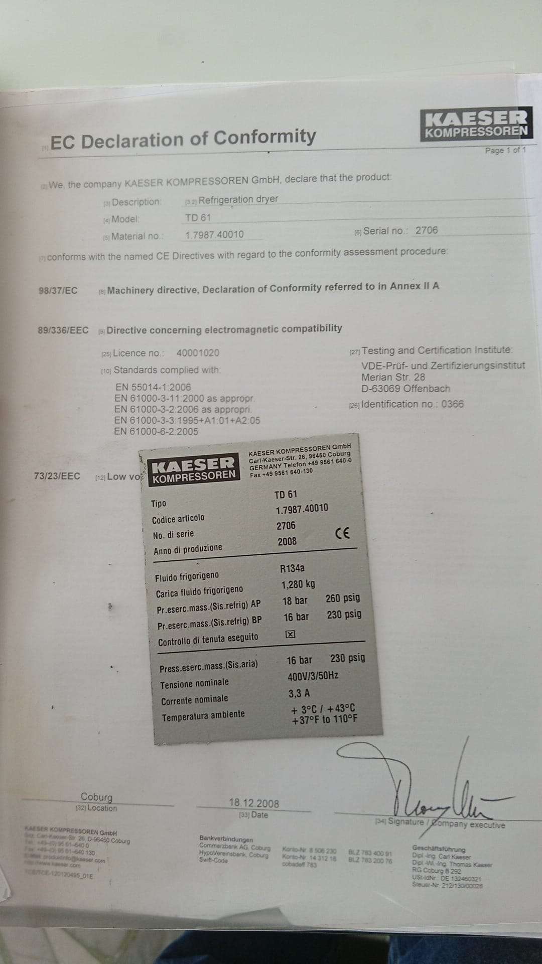 Essiccatore KAESER TD 61 in vendita - foto 4
