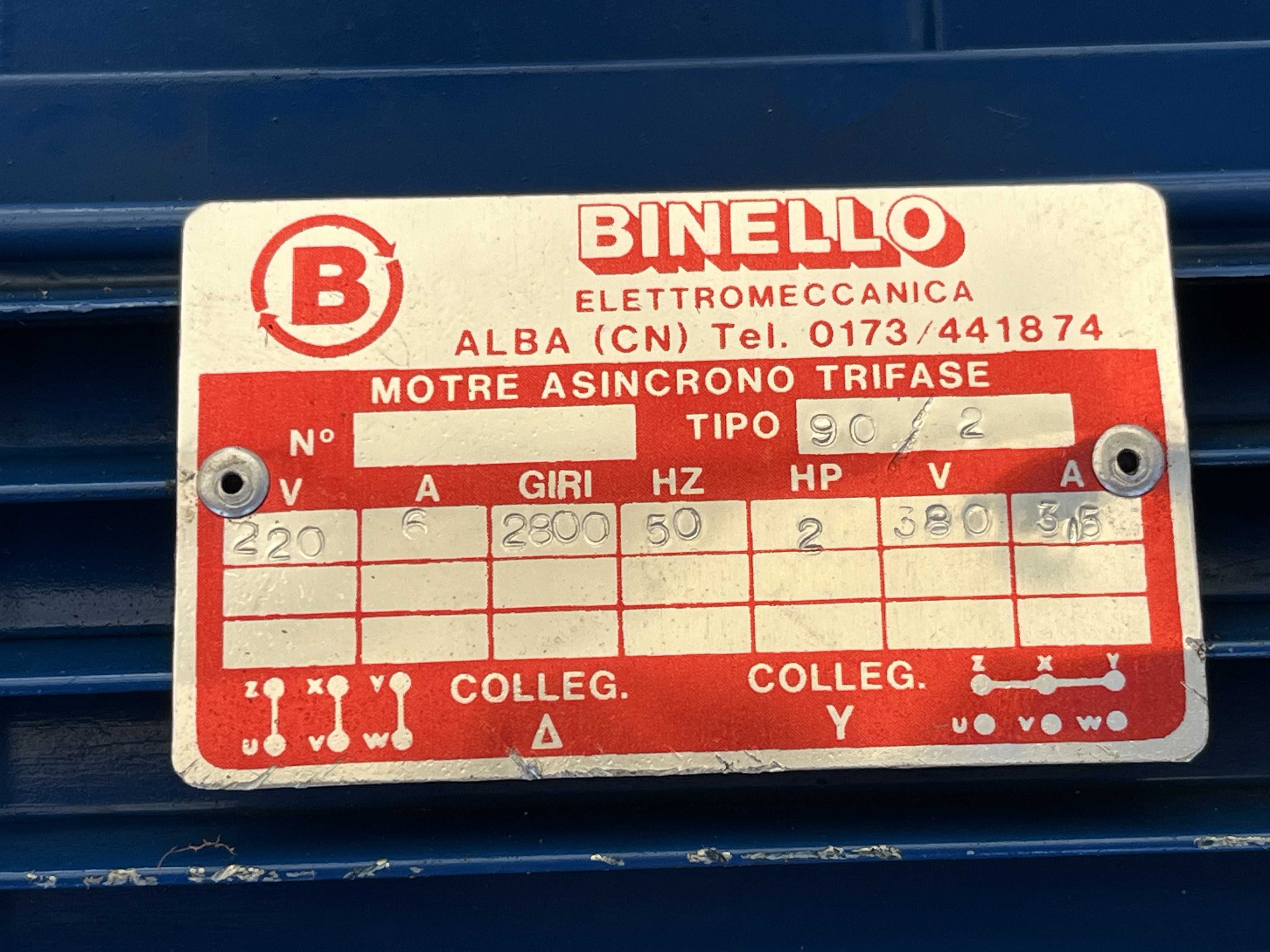 BINELLO Motore Asincrono Trifase 2 HP 2.800 giri in vendita - foto 4