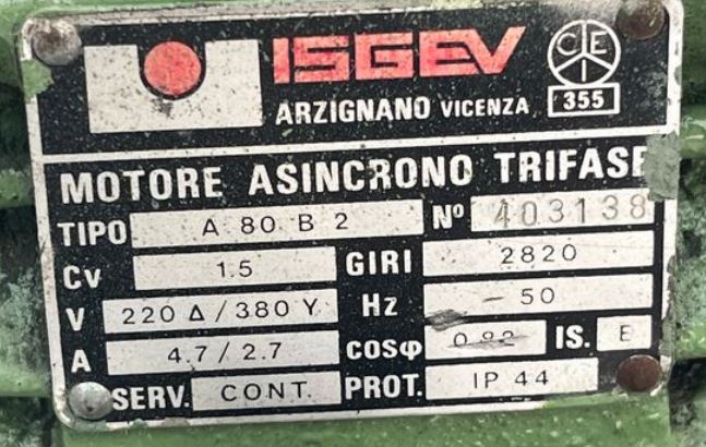 Motore Asincrono Trifase A80B2 HP 1,5 – 2820 giri in vendita - foto 5