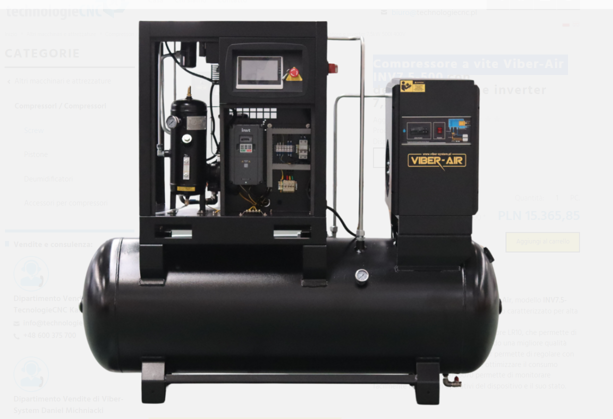 Compressore a vite con deumidificat. e inverter 500l in vendita - foto 2