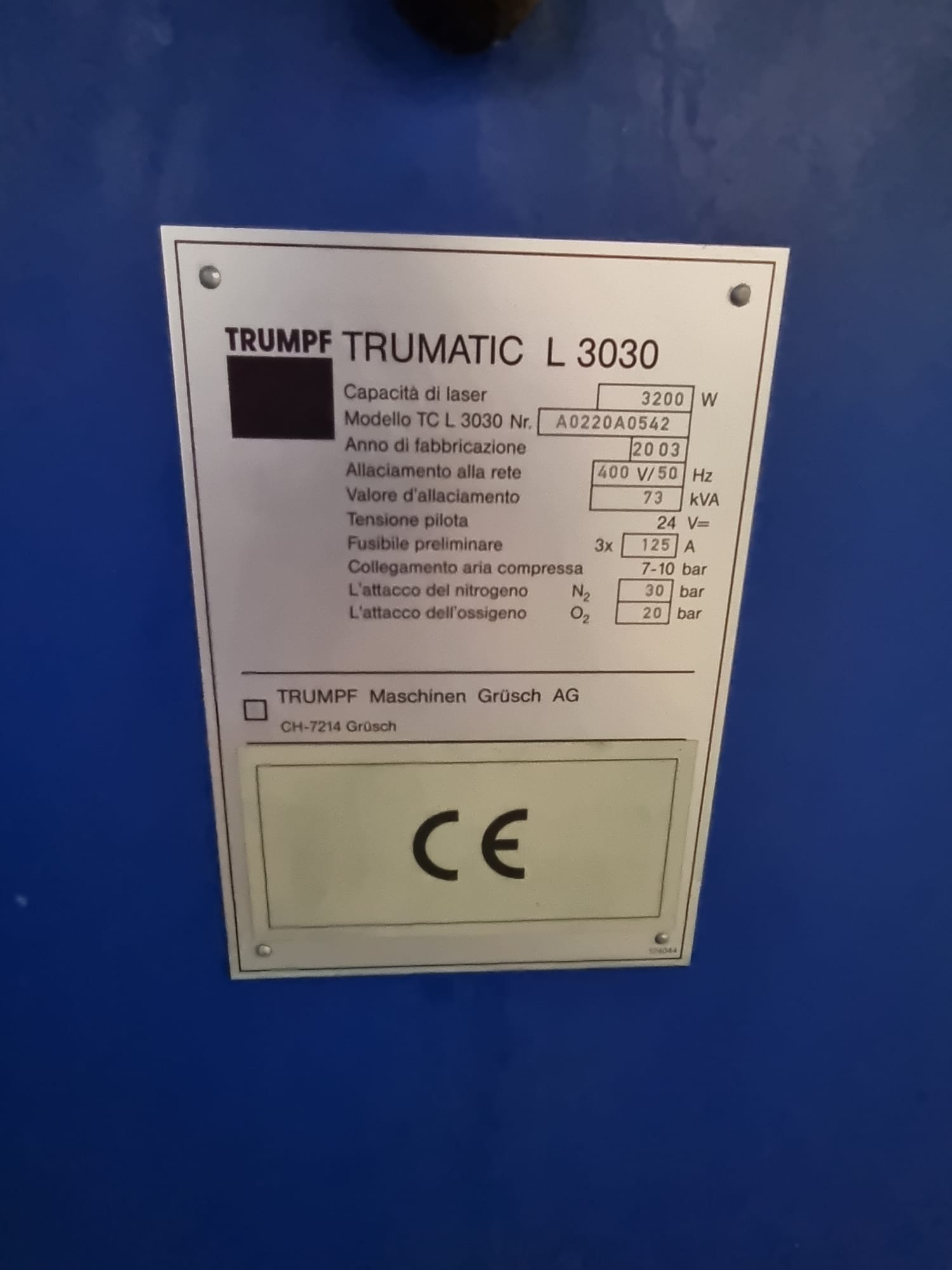 TAGLIO LASER TRUMPF TRUMATIC L3030 in vendita - foto 2