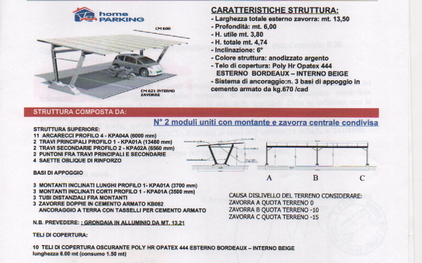 Pensilina Home parking su misura con telaio alluminio in vendita - foto 3