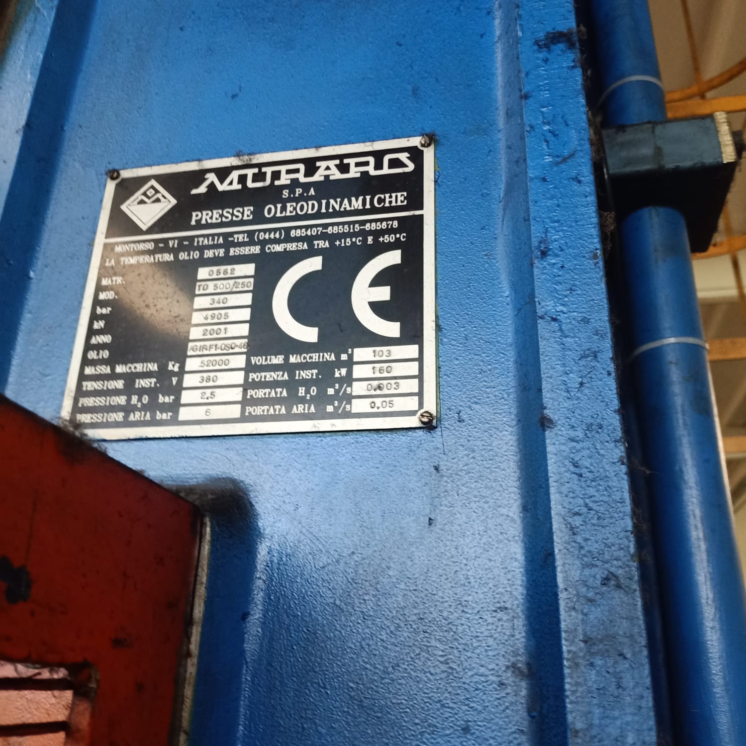 Pressa idraulica Muraro 500 Ton - CE in vendita - foto 2