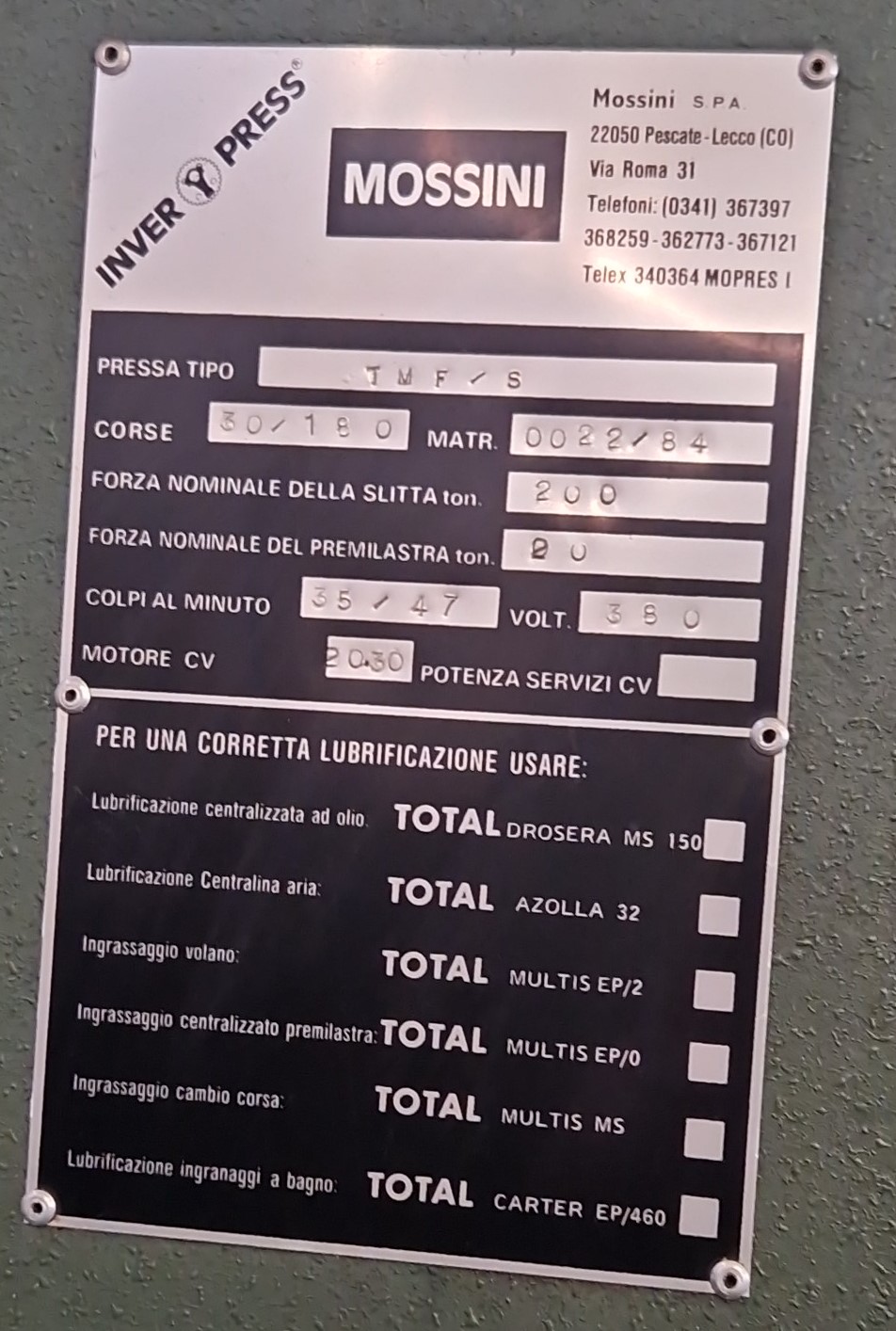Mossini 200 Ton in vendita - foto 2