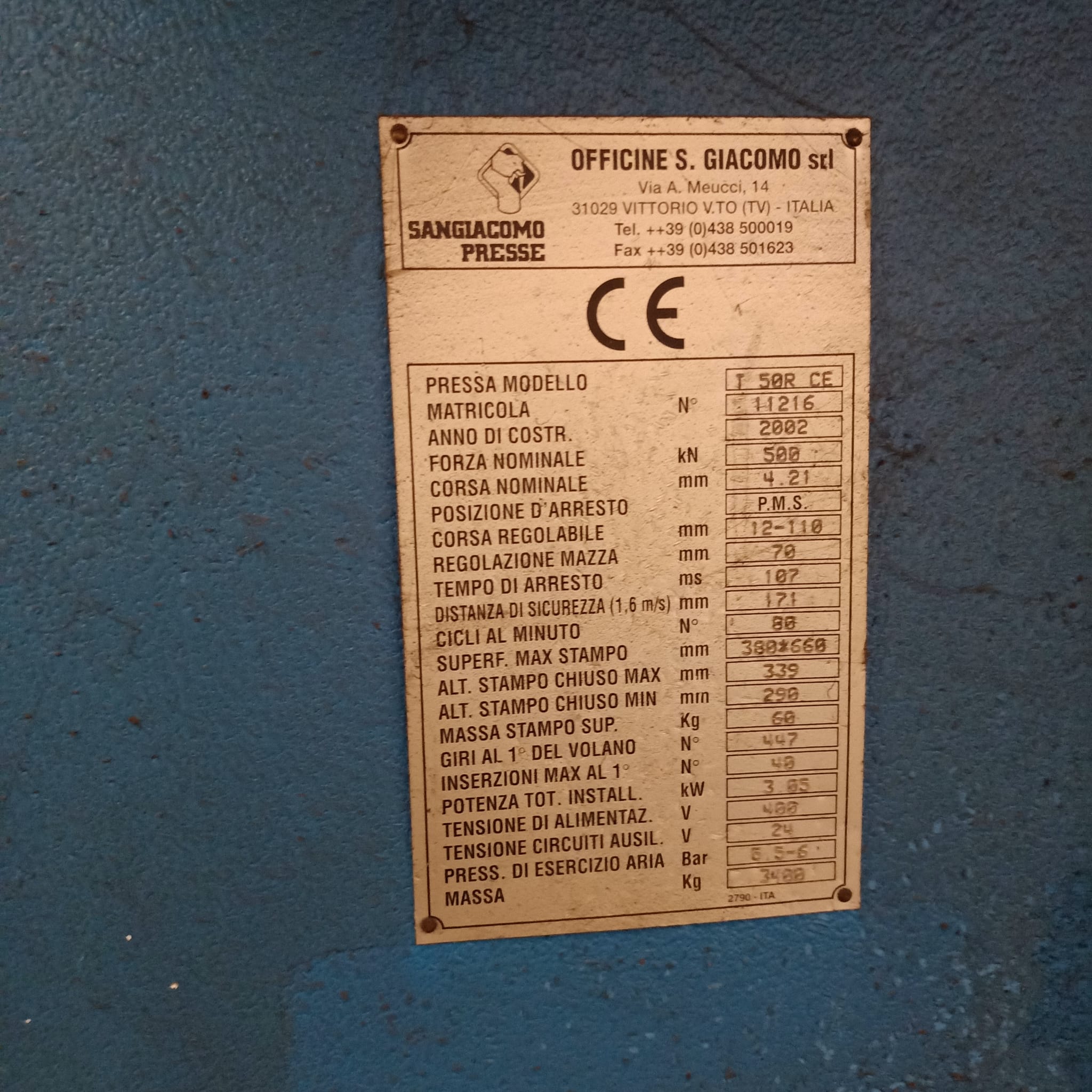 Pressa S Giacomo 50 TR CE in vendita - foto 2