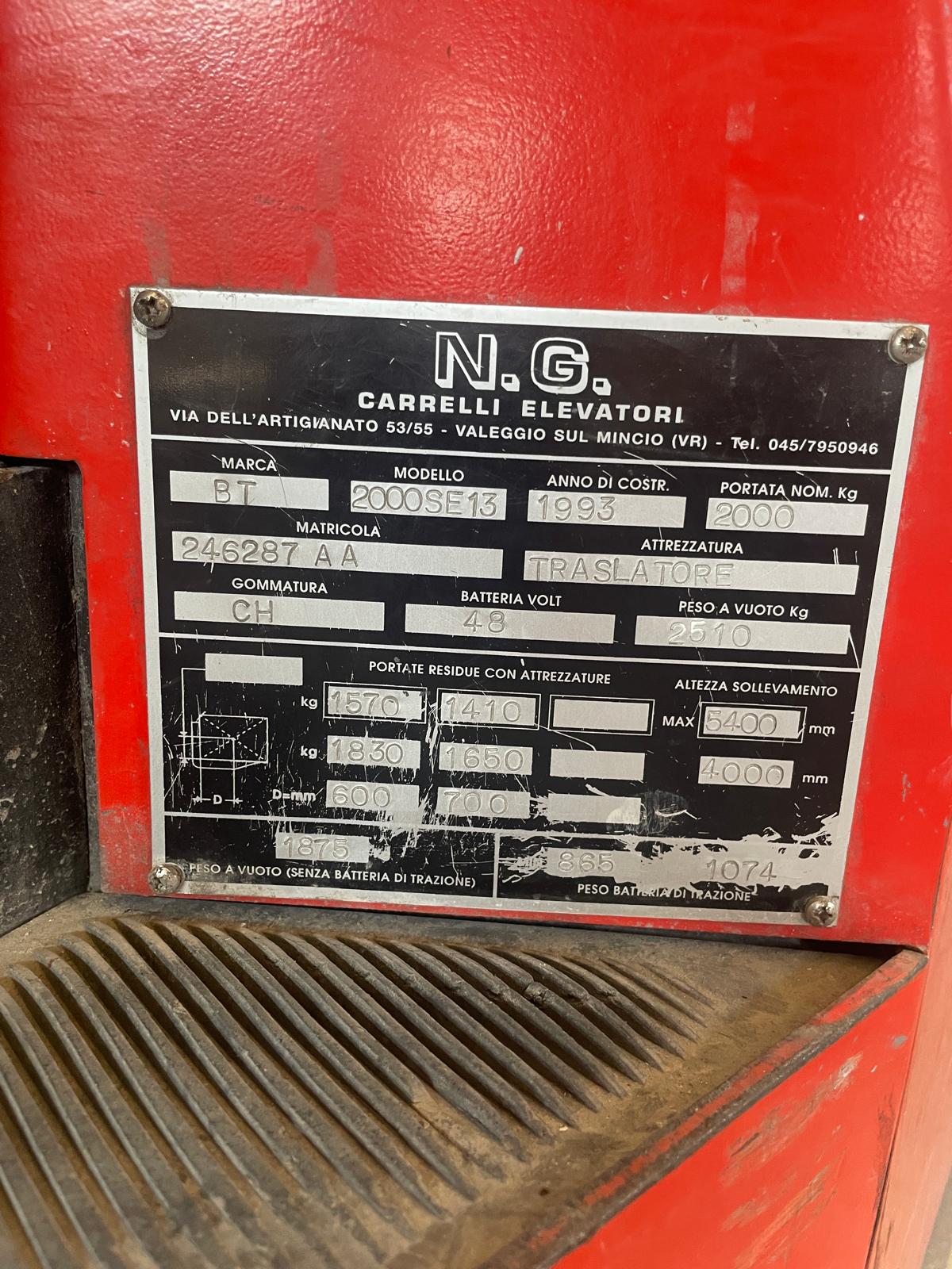 Carrello elevatore elettrico BT 2000SE13 - 20 Q.li  in vendita - foto 5