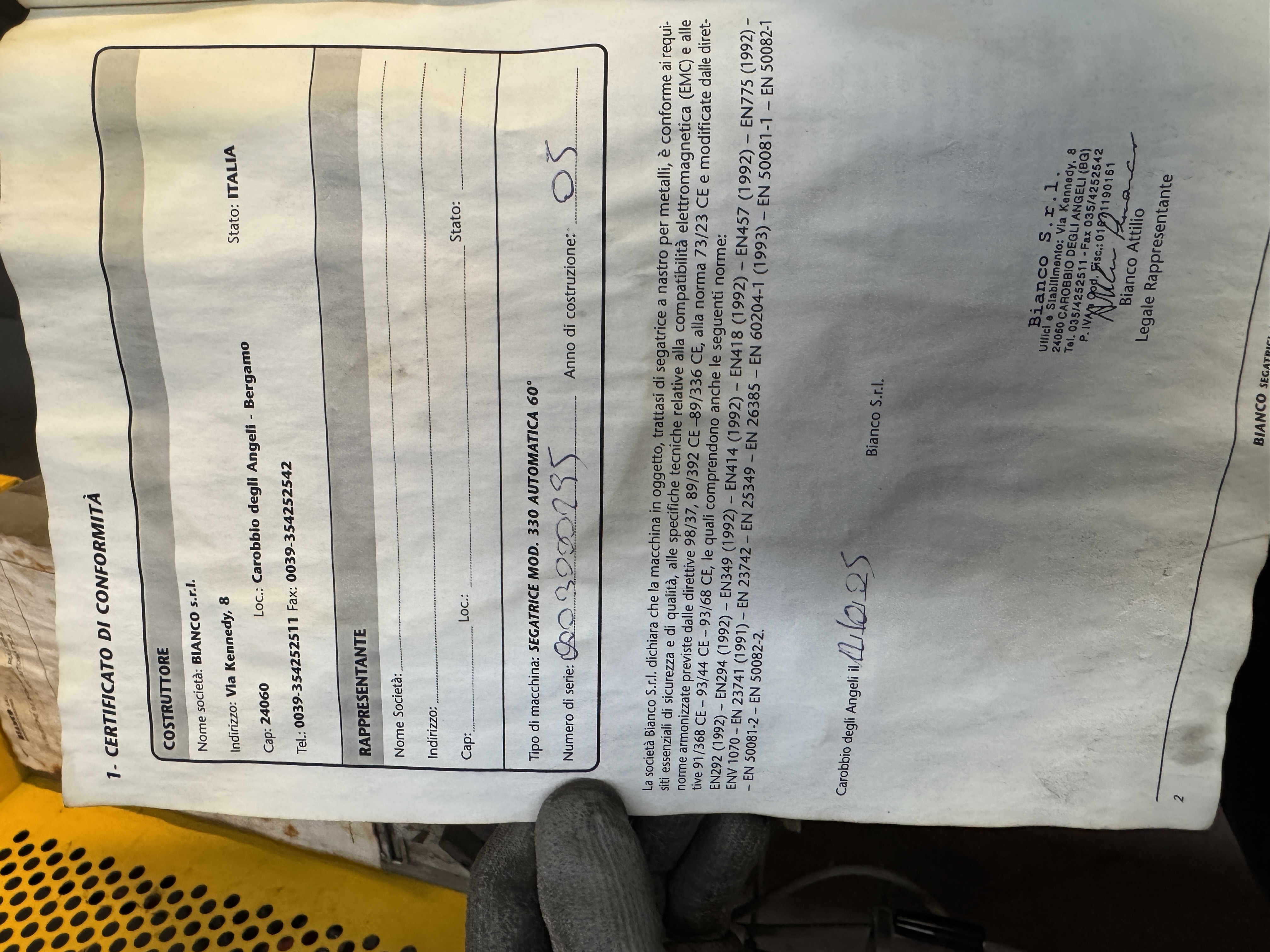 Vendo Segatrice nastro BIANCO 330 automatica rulliera in vendita - foto 7