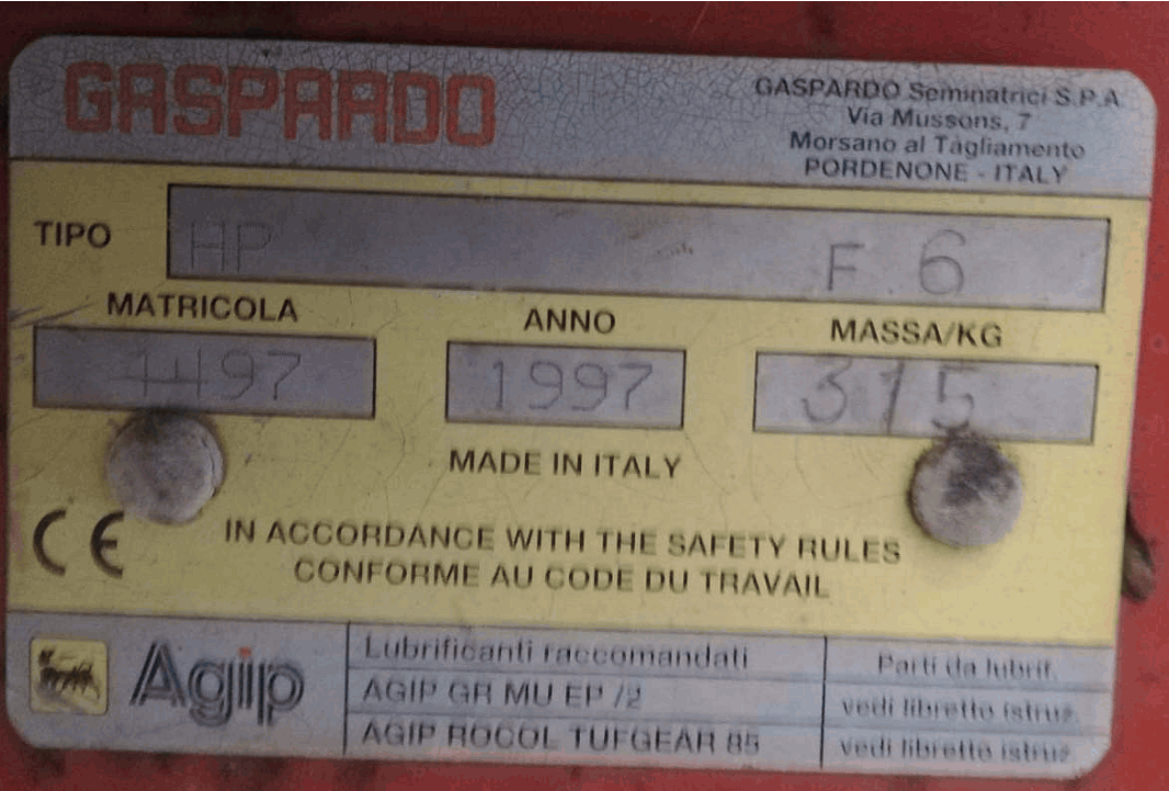 Sarchiatrice Gaspardo HP F6 in vendita - foto 2