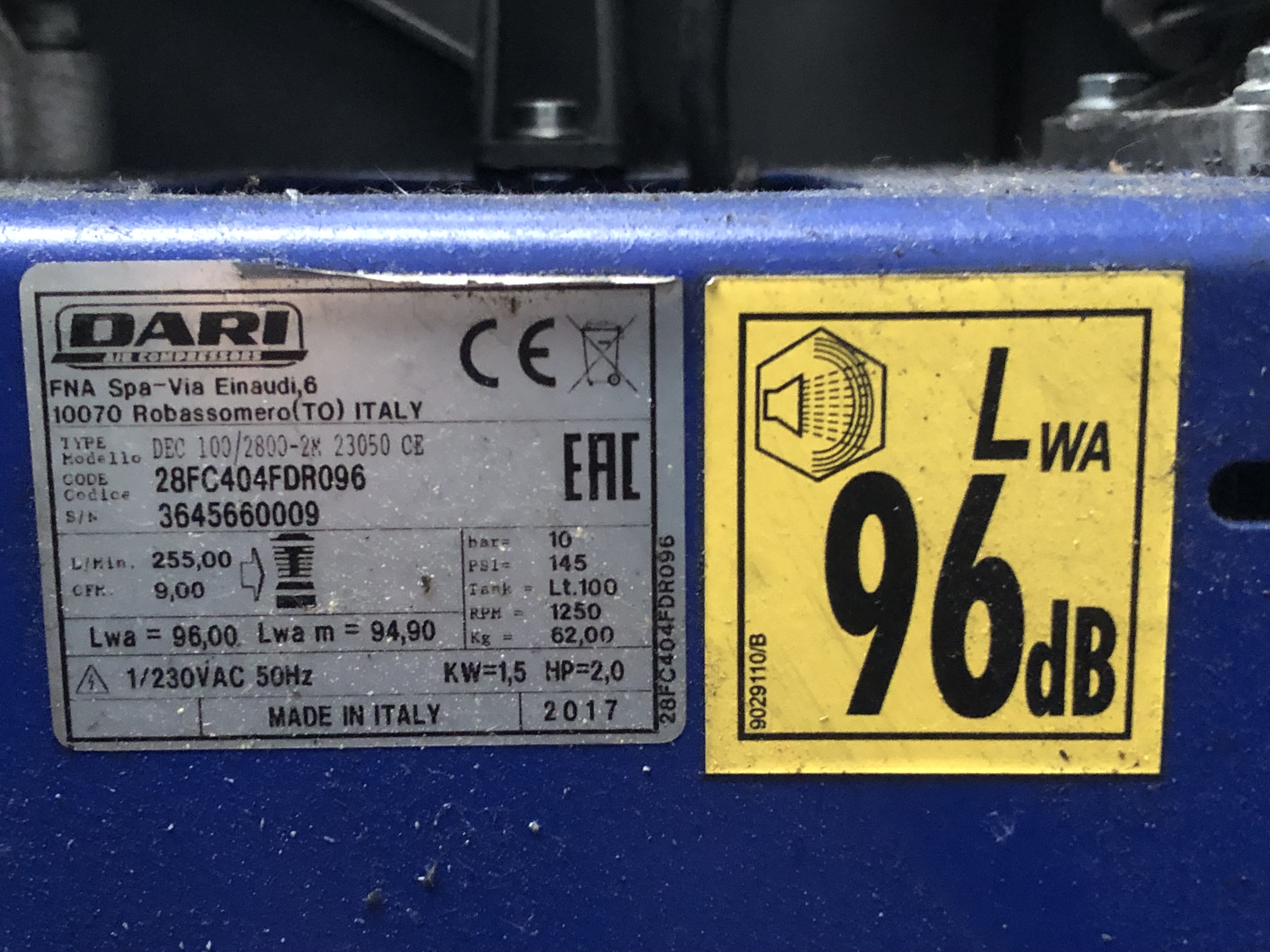 Compressore 100 litri 96 db - DARI in vendita - foto 2