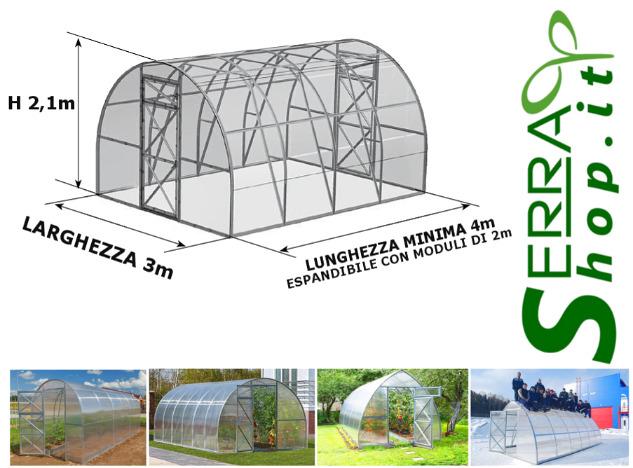 Serra POLICARBONATO 3X4 tunnel ESPANDIBILE in vendita - foto 4