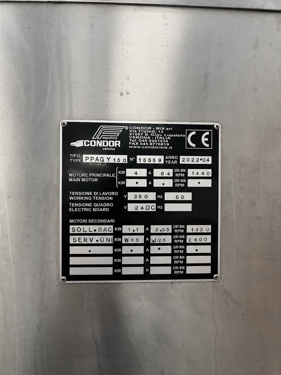 Planetaria industriale Condor Mix PPAG Y 150 – 2022 in vendita - foto 2