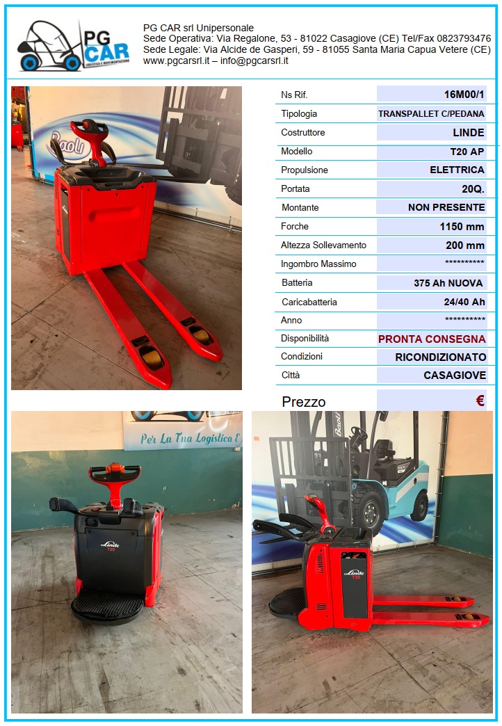 LINDE T20 AP - BATTERIA 375Ah (NUOVA DI FABBRICA) in vendita - foto 1