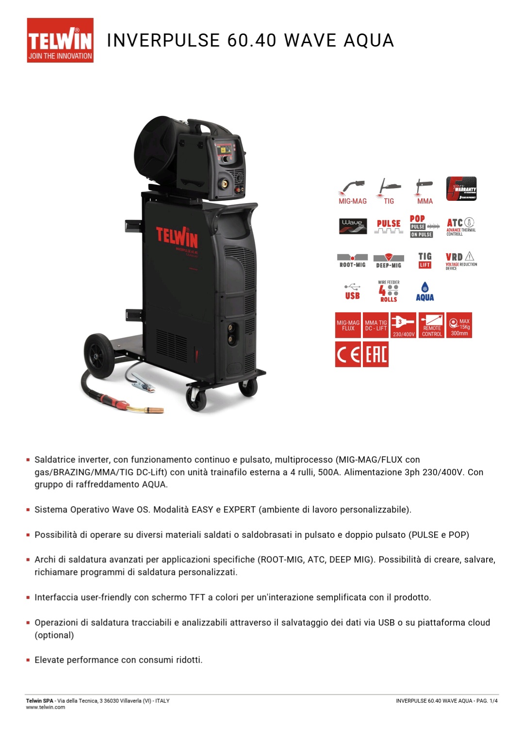 SALDATRICE NUOVA TELWIN INVERPULSE WAVE 60.40 in vendita - foto 7