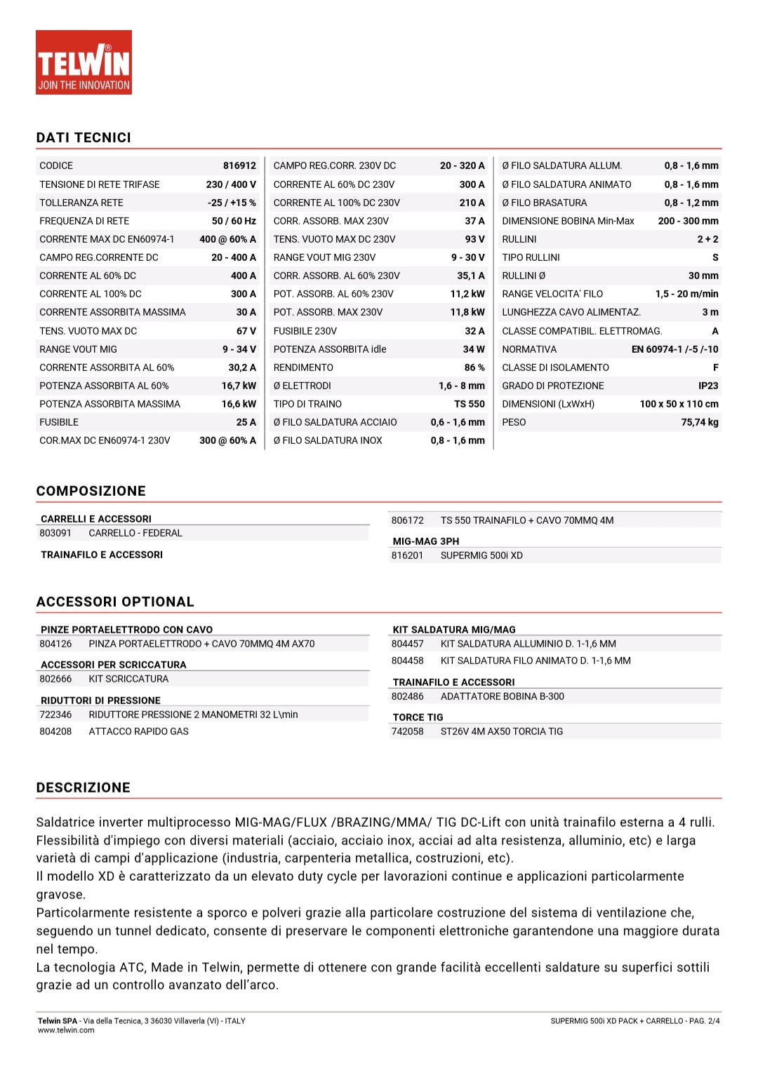 SALDATRICE NUOVA TELWIN SUPERMIG 500I XD in vendita - foto 6