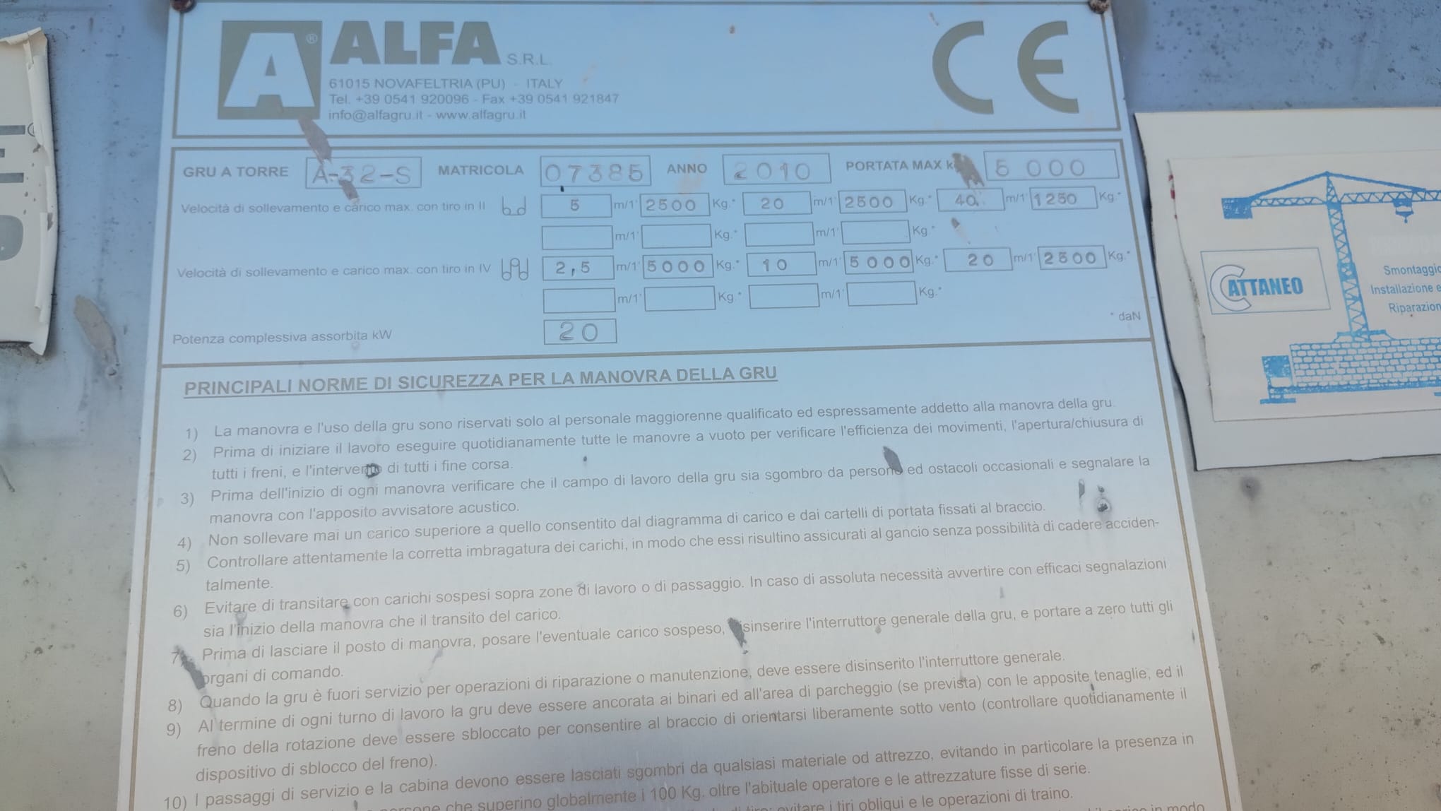 gru a torre zincata Alfa A32S in vendita - foto 6