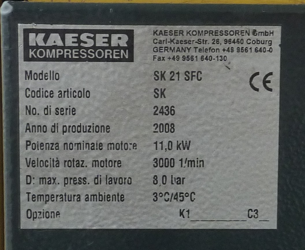 Compressore Kaeser SK 21 sfc in vendita - foto 4