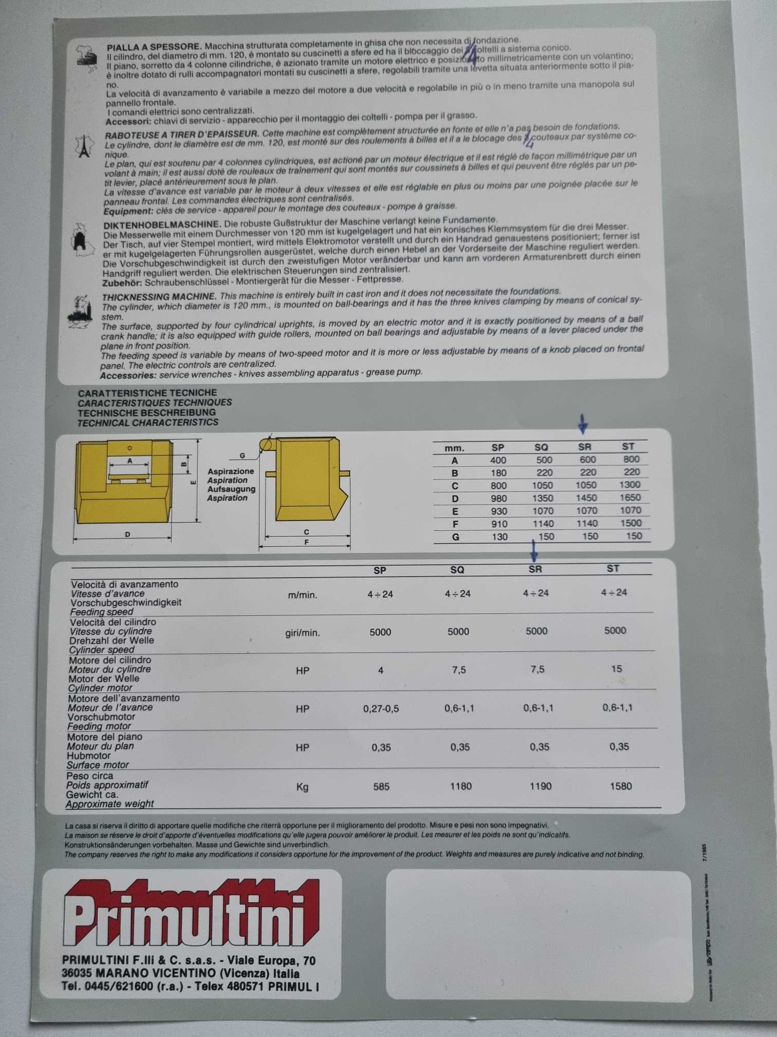 Pialla a spessore - PRIMULTINI SR 600 in vendita - foto 14
