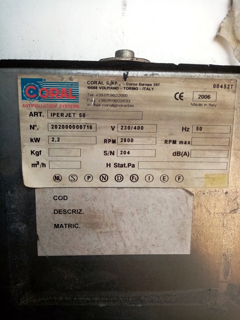 ASPIRATORE PER FUMI CORAL IPERJET 50  CE in vendita - foto 2