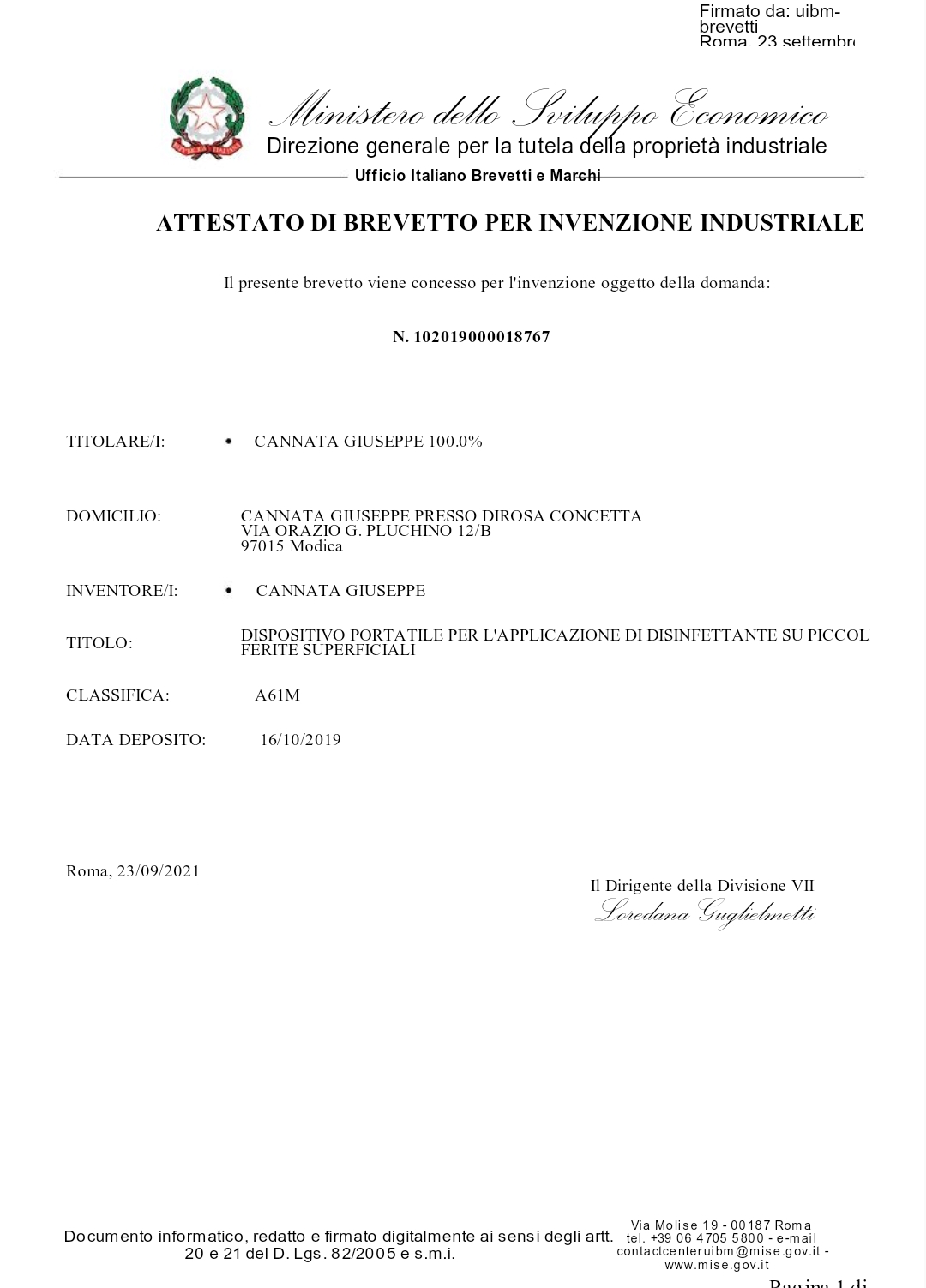 Dispositivo per la somministrazione di farmaci  in vendita - foto 1