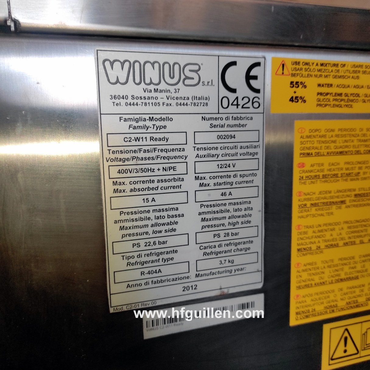 REFRIGERATORE D'ACQUA GLICOLATA WINUS C2-W11 READY in vendita - foto 5