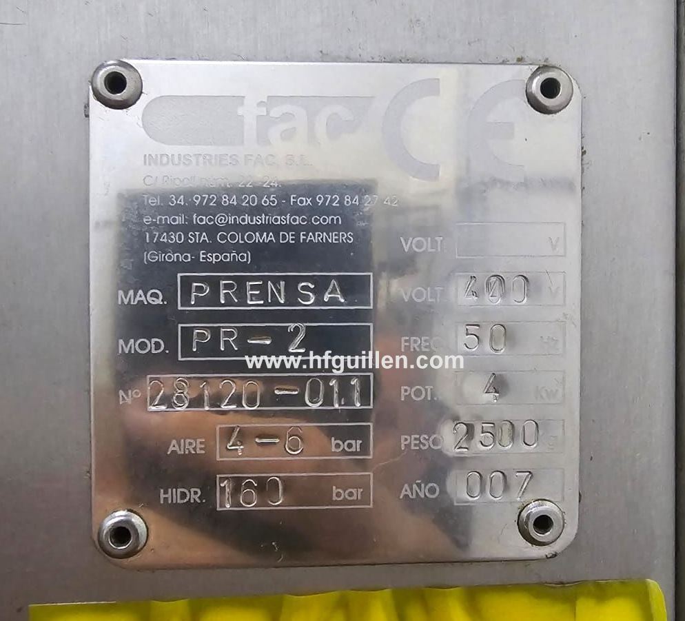 PRESSA RETTANGOLARE 2D PROSCIUTTO DISOSSATO FAC PR-2 in vendita - foto 7