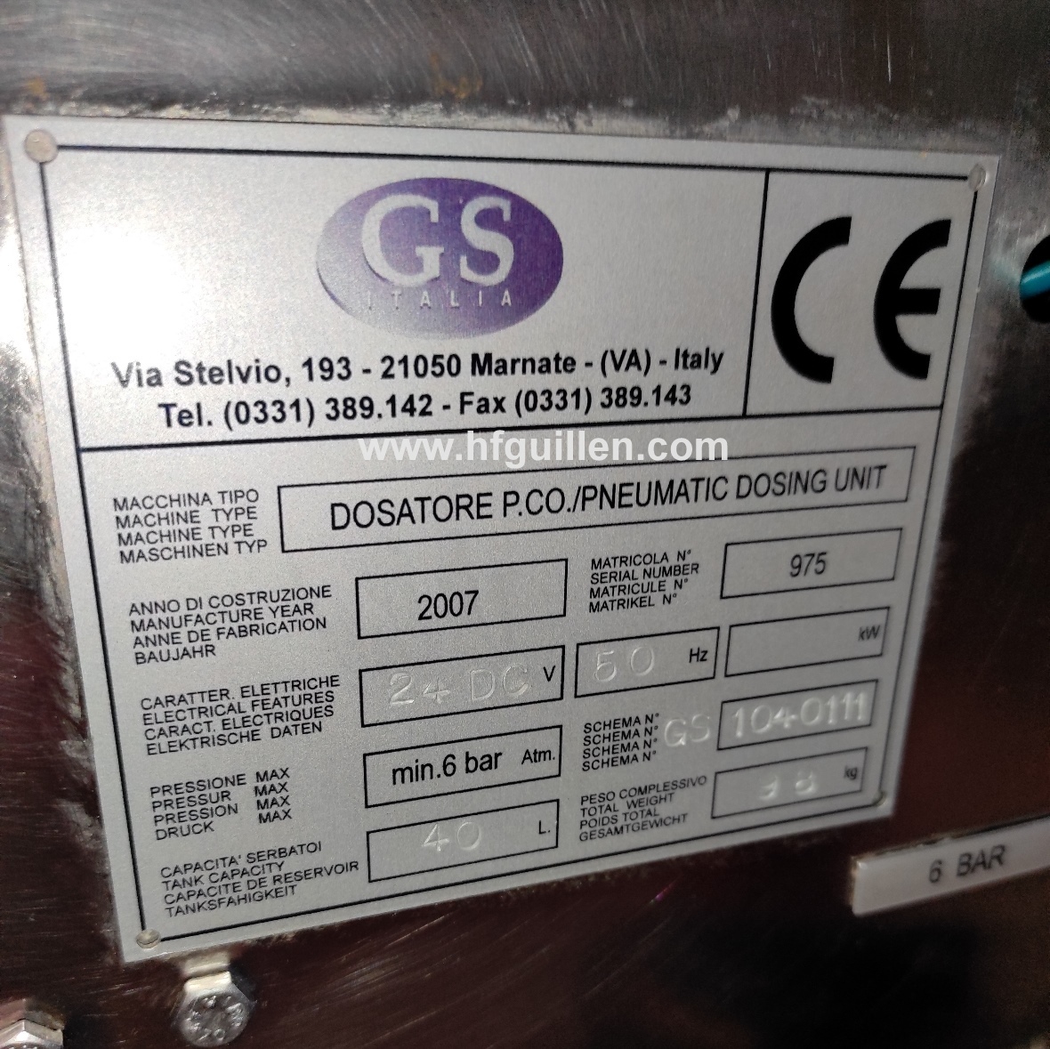 REF-2540 DOSATORE PNEUMATICO 1 PISTONE GS ITALIA in vendita - foto 5