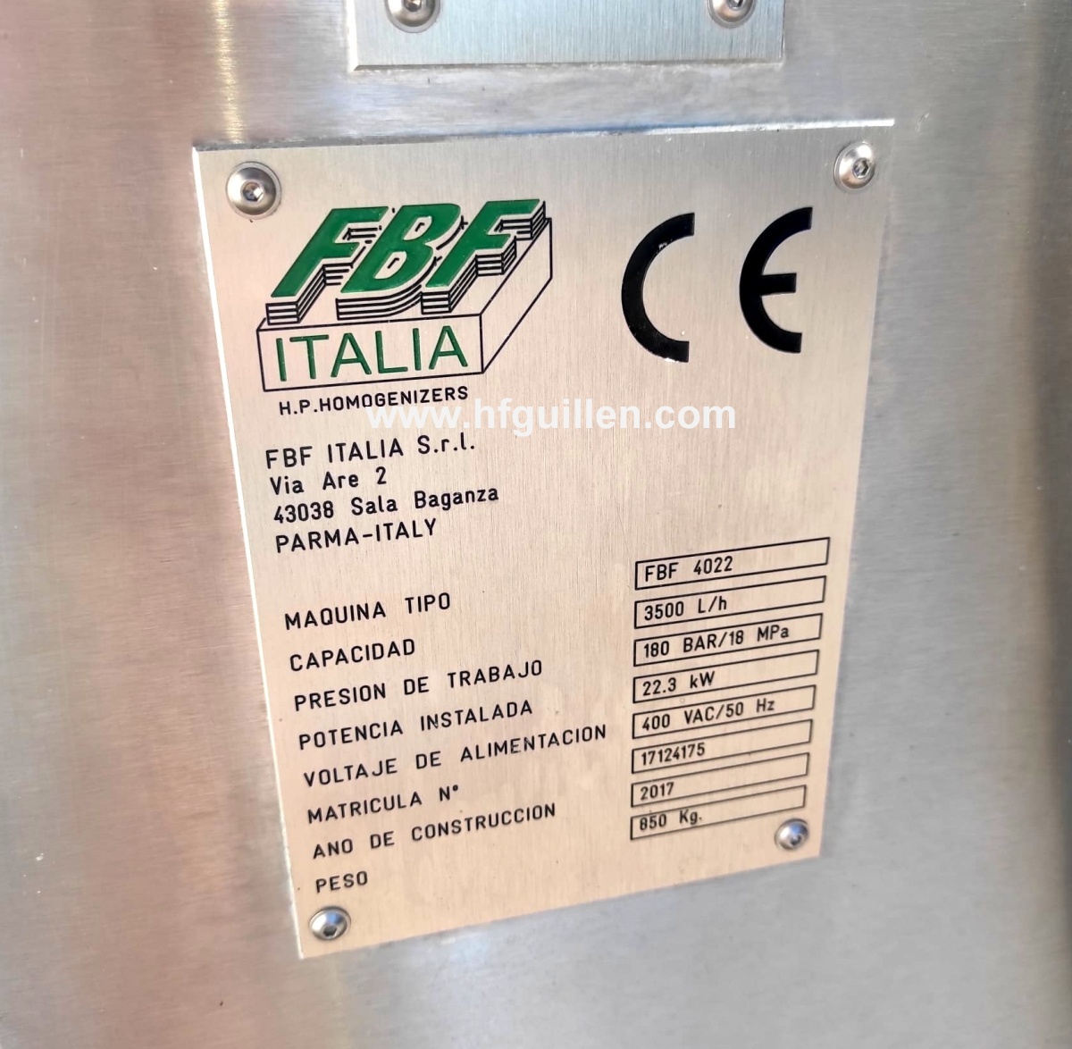 OMOGENEIZZATORE FBF 4022 DA 3.500 LITRI/ORA in vendita - foto 7