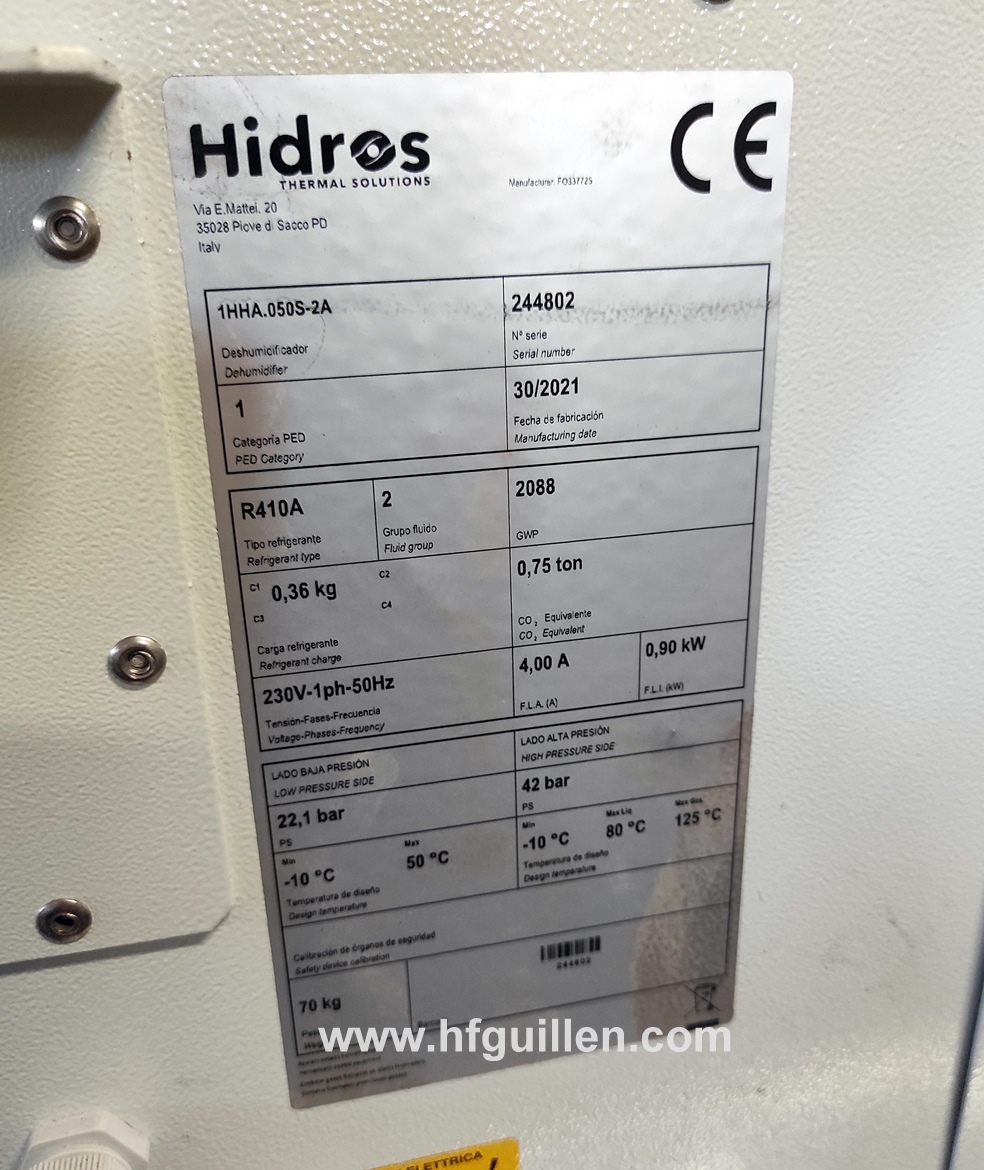 REF-2558 DEUMIDIFICATORE INDUSTRIALE HIDROS HHA 50 in vendita - foto 5
