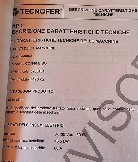 2005 Trituratore, cesoia continua TECNOFER CC 940 E in vendita - foto 6
