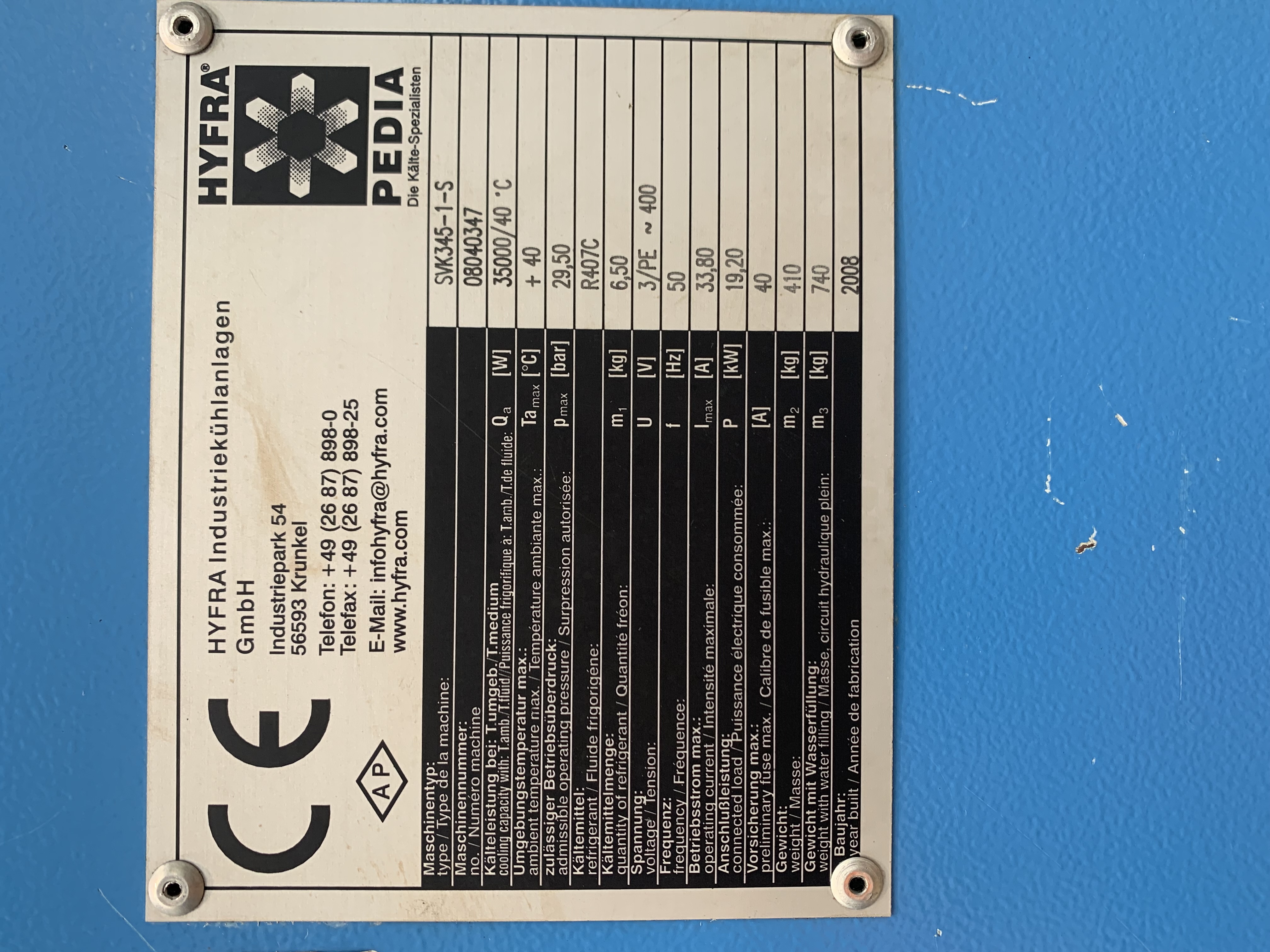 Refrigeratore d'acqua (chiller) Hyfra SVK 345-1-S in vendita - foto 2