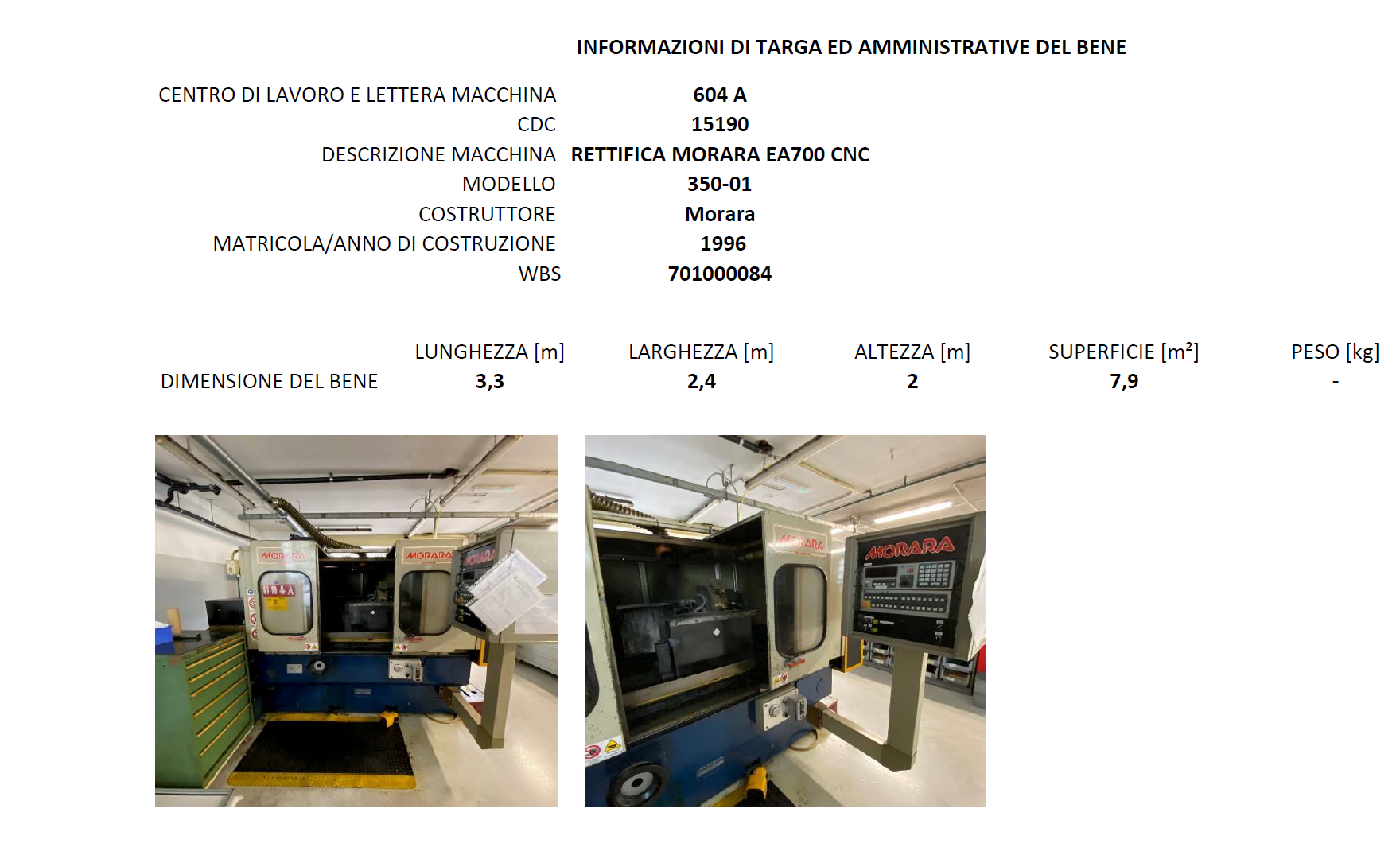 RETTIFICA MORARA EA700 CNC Anno 1996 in vendita - foto 1
