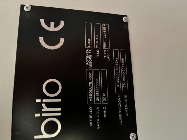 Taglio Laser CO2 Birio Absolute 450T in vendita - foto 8