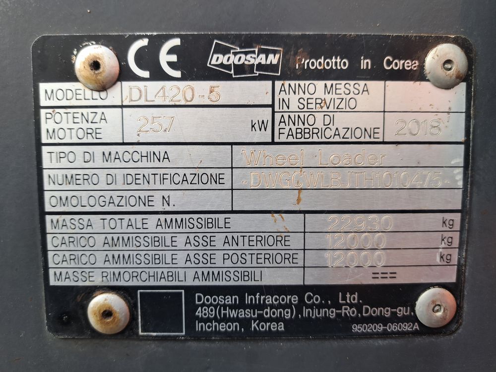 Pala gommata Doosan DL420-5 in vendita - foto 11