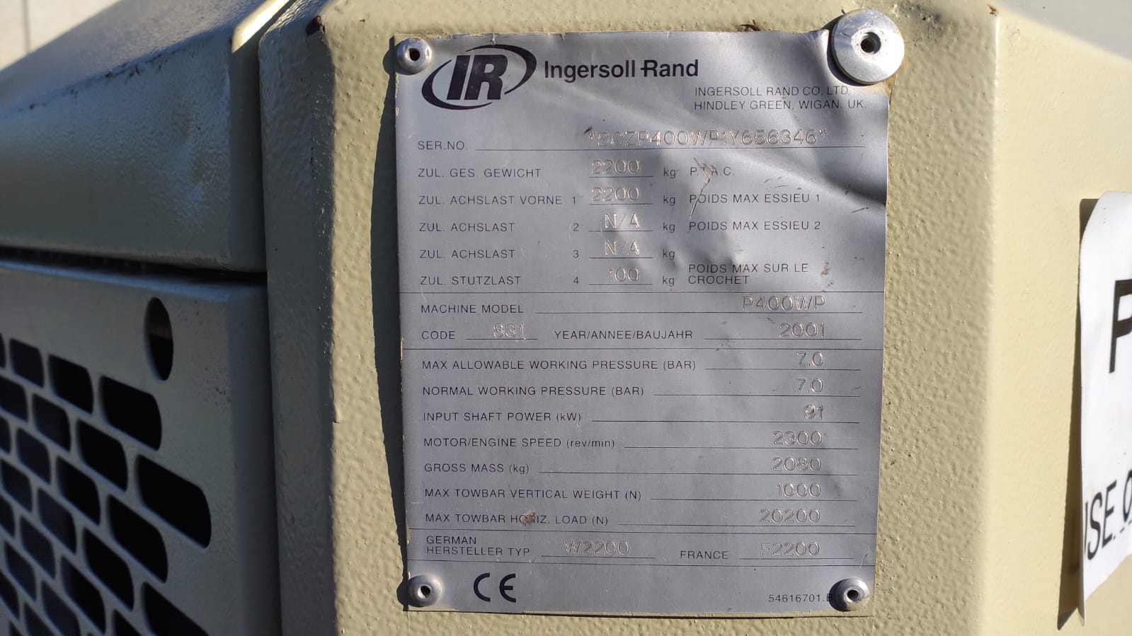 Motocompressore Ingersoll - Rand P400WP in vendita - foto 6