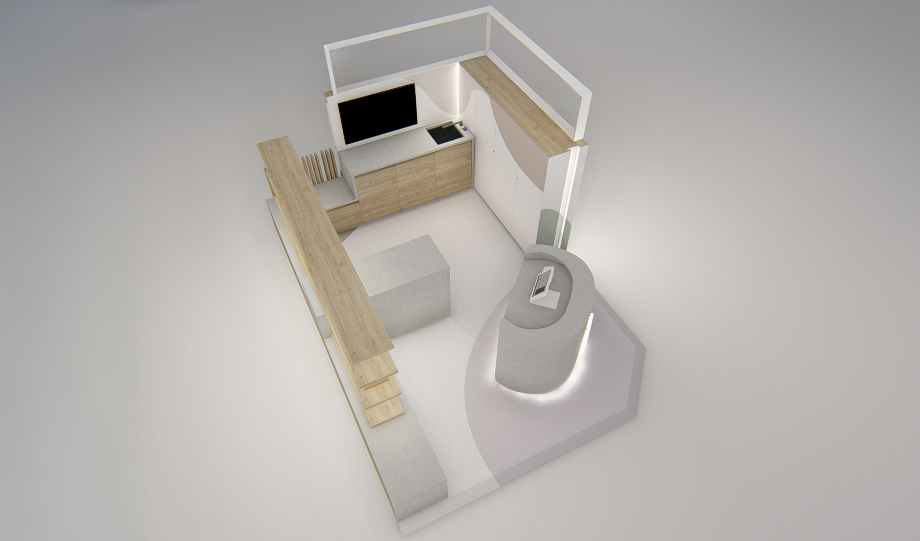Corner espositivo walk-in, fatto a mano in legno in vendita - foto 1