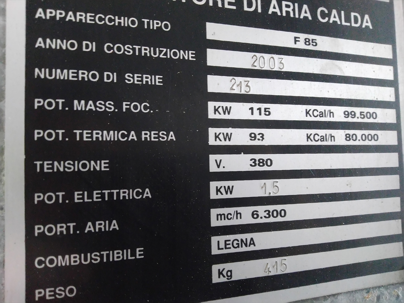 Generatore aria calda a legna Fabbri F85 in vendita - foto 5