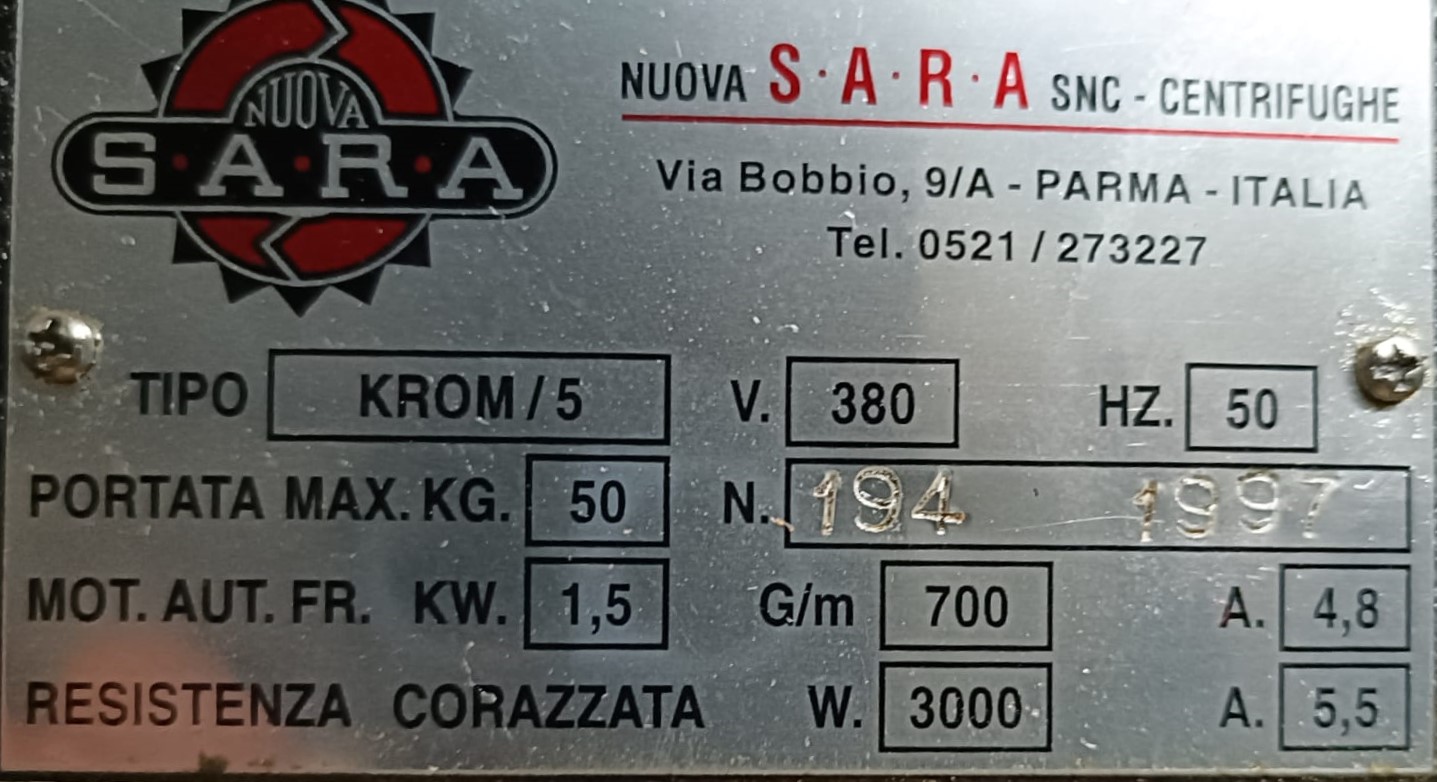 Centrifuga lavaggio SARA KROM/5 in vendita - foto 6