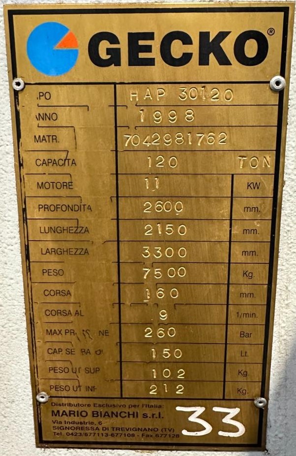 Pressa Piegatrice GECKO HAP 30120 in vendita - foto 6