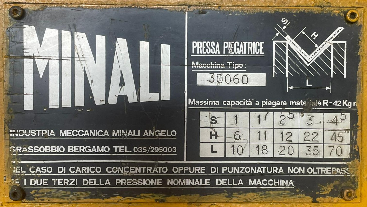 Pressa Piegatrice MINALI 3000 mm X 60 Ton USATA in vendita - foto 3