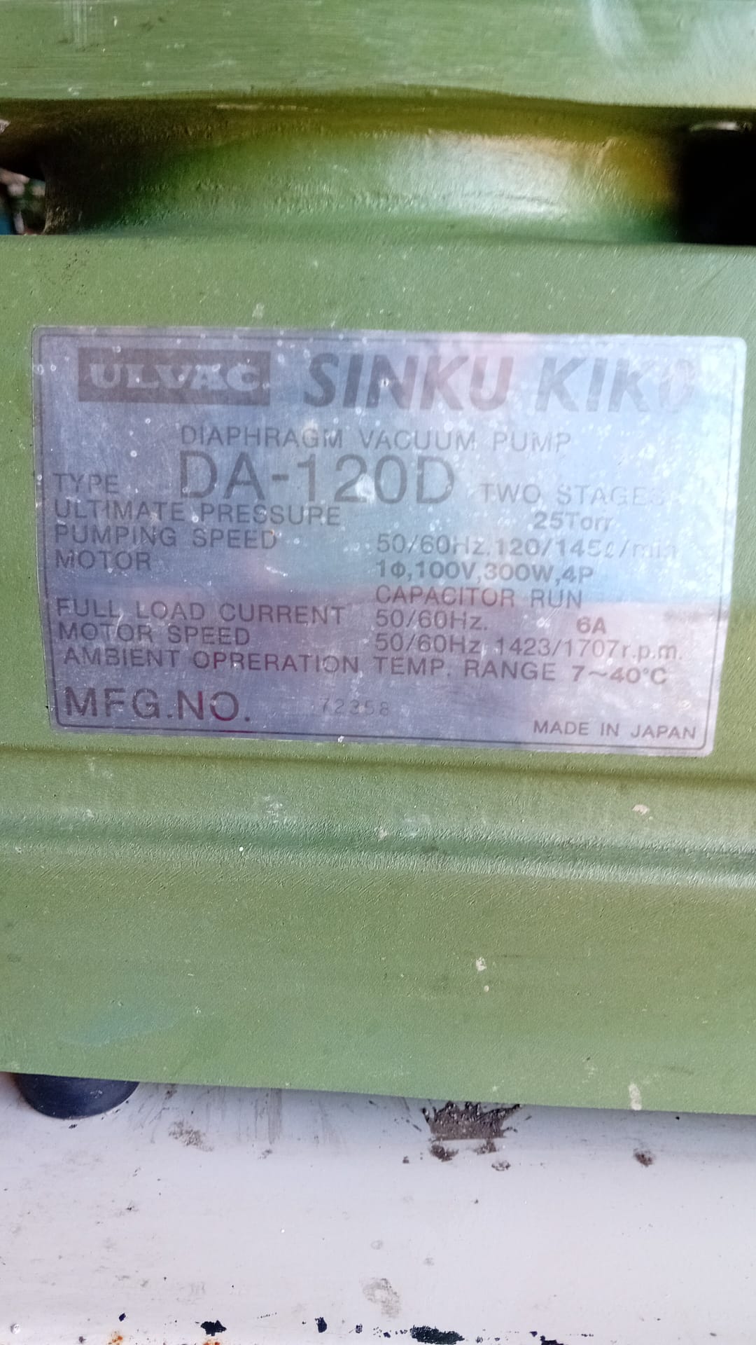 Pompa a vuoto Ulvac SINKU KIK0 DA-120D in vendita - foto 4