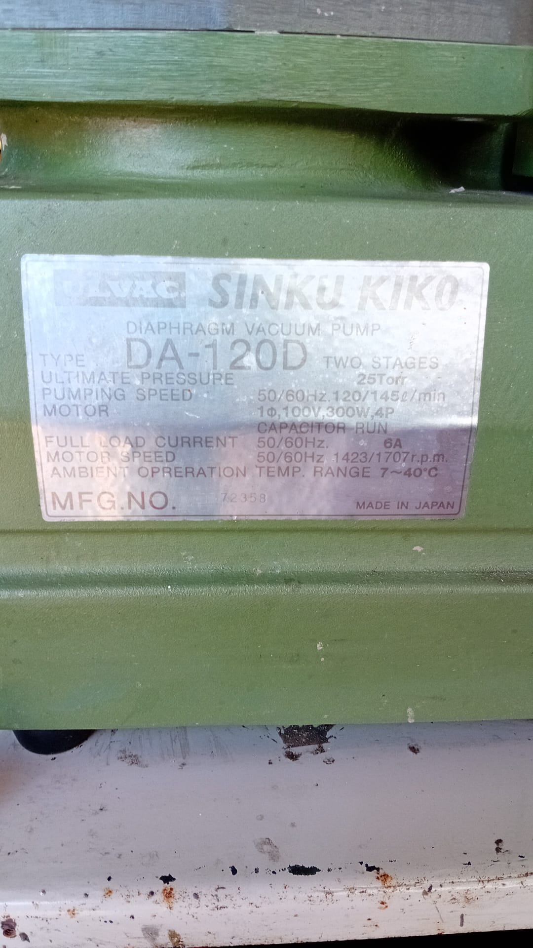 Pompa a vuoto Ulvac SINKU KIK0 DA-120D in vendita - foto 3