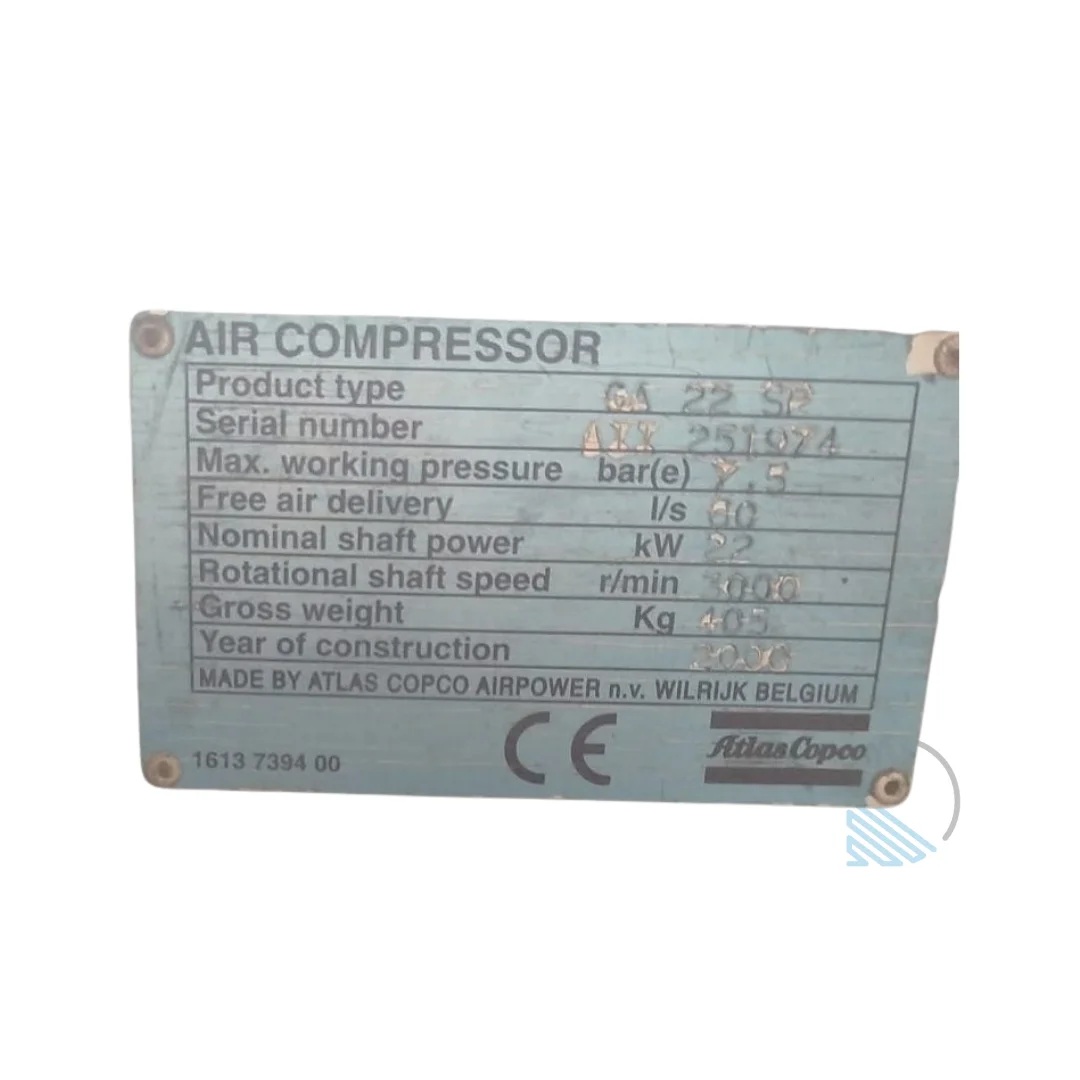 Compressore Usato Atlas Copco GA S22 a Vite 30 HP in vendita - foto 2