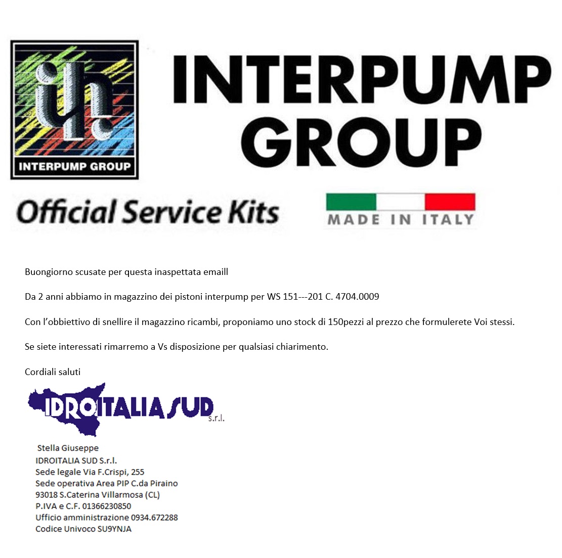 ricambi pompe alta pressione interpump  in vendita - foto 2