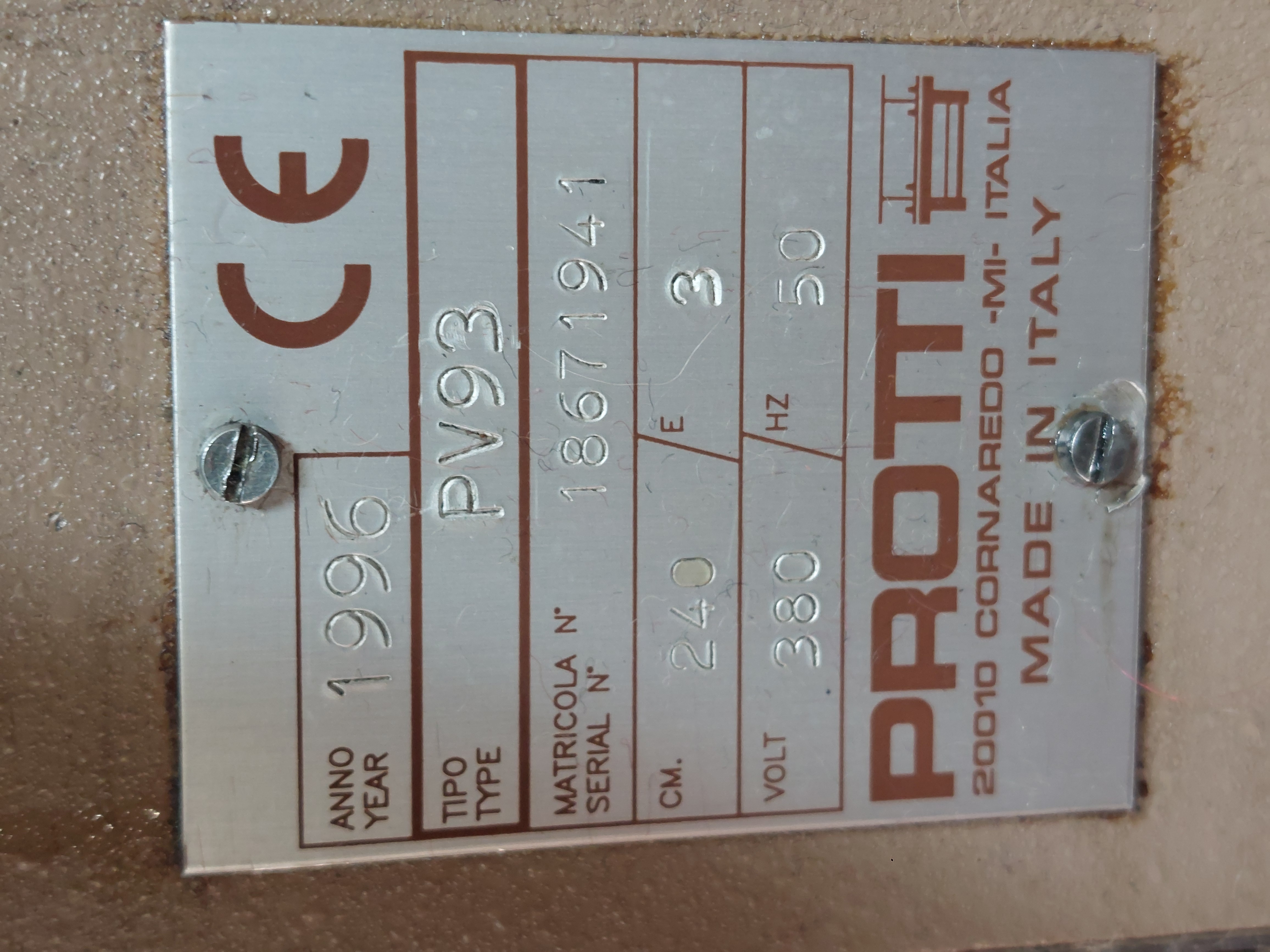 macchina rettilina Protti PV93L in vendita - foto 2