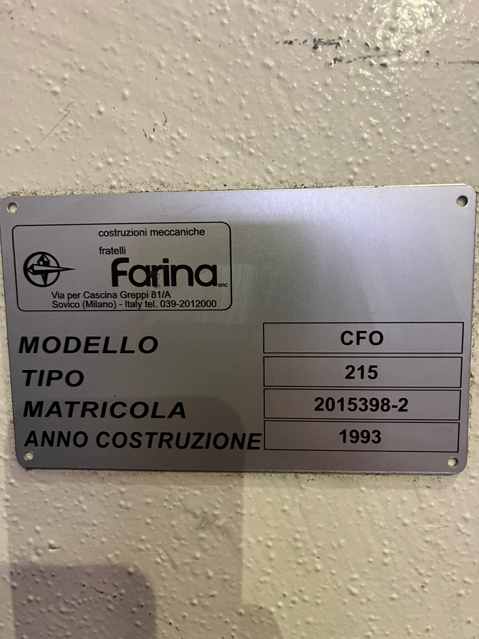 Cesoia idraulica Farina 2050x15mm usata in vendita - foto 2