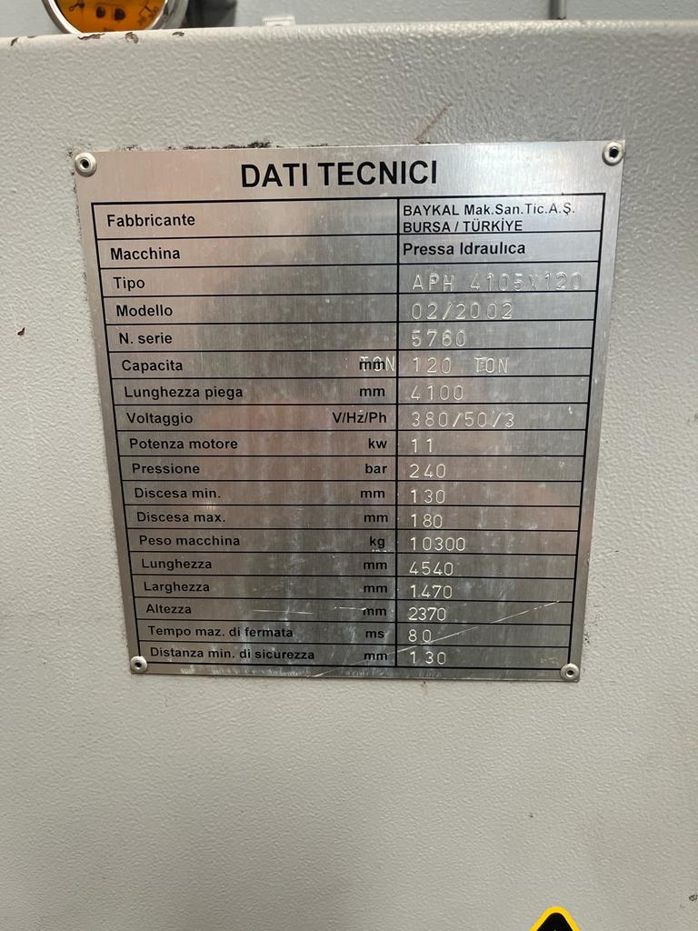 Piegatrice idraulica Baykal 4105x120 ton usata in vendita - foto 6