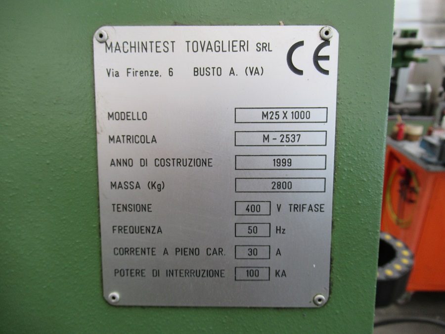 CENTRO INTESTATRICE TOVAGLIERI M25 x 1000 in vendita - foto 6